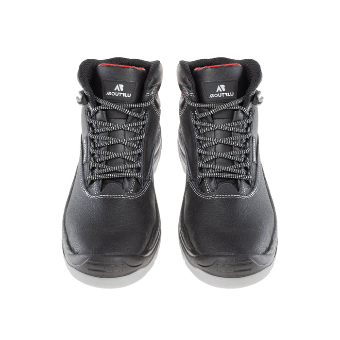 Aboutblu by Panther SPARTACUS Mid S3L SR FO Water Resistant Leather Safety Sneakers, Black - Safety Solutions Singapore