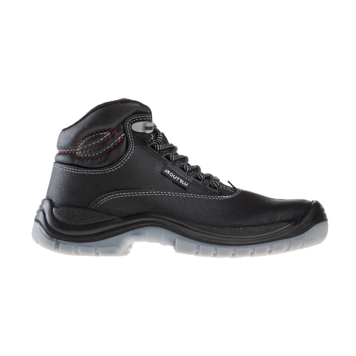 Aboutblu by Panther SPARTACUS Mid S3L SR FO Water Resistant Leather Safety Sneakers, Black - Safety Solutions Singapore