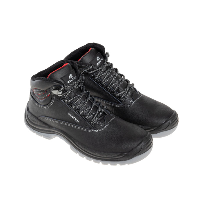 Aboutblu by Panther SPARTACUS Mid S3L SR FO Water Resistant Leather Safety Sneakers, Black - Safety Solutions Singapore