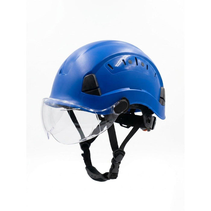 Al-Gard SF06BC ABS EN397 & Z89.1 Safety Helmet w/ EN16321 & Z87+ Protective Visor, Blue/Clear