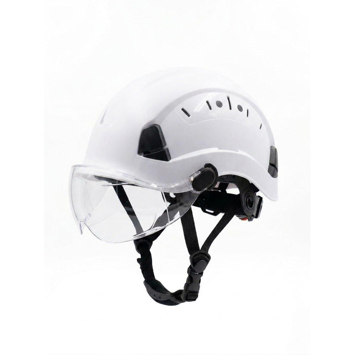 Al-Gard SF06WC ABS EN397 & Z89.1 Safety Helmet w/ EN16321 & Z87+ Protective Visor, White/Clear
