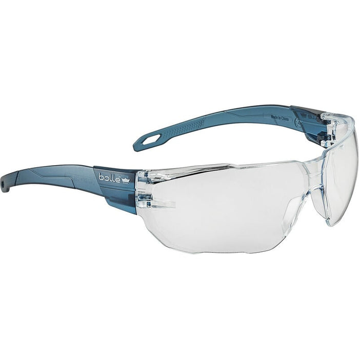 Bolle SWIFTN10U Swift Safety Spectacles, Clear PC Lens w/ Platinium Lite ASAF, Blue PC Temples - Safety Solutions Singapore
