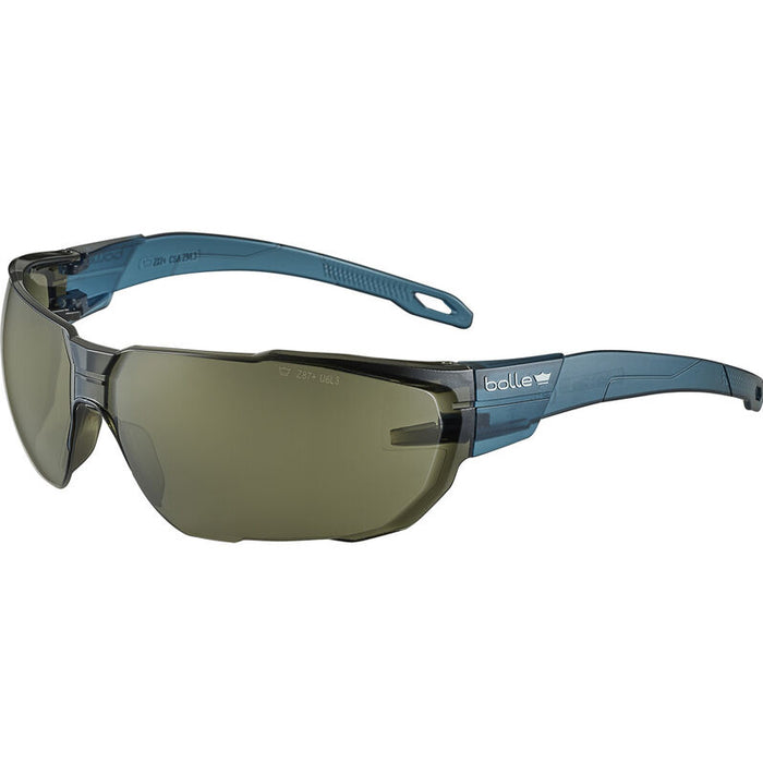 Bolle SWIFTN20U Swift Safety Spectacles, Smoke PC Lens w/ Platinium Lite ASAF, Blue PC Temples - Safety Solutions Singapore