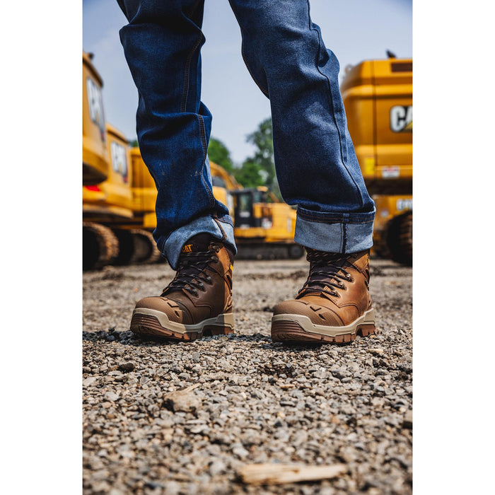 Caterpillar P91816 Striver XL Waterproof Steel Toe Boots, ASTM F2413-24, Pyramid Brown, Size US - Safety Solutions Singapore