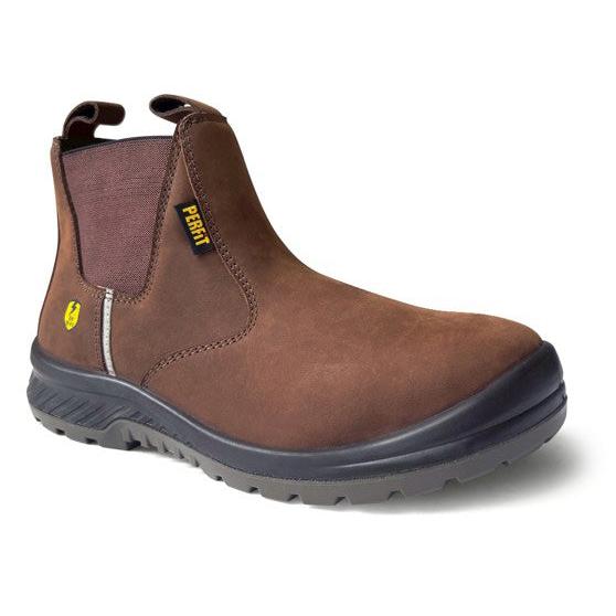 PFT SR029 Reader S3, EH, Leather Pull-Up Safety Boots w/ Elastic Sides, Brown, SS513