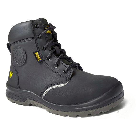 PFT SR031-BK Spear S3, EH, Leather Lace-Up Safety Boots w/ Side Zips, Black, SS513