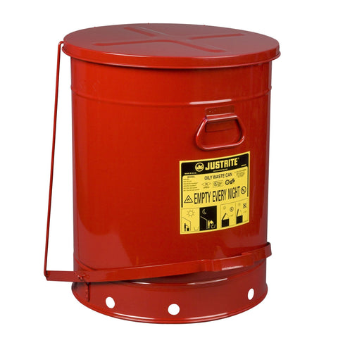 Justrite 09700 21 Gallon Foot Operated Cover Oily Waste Can