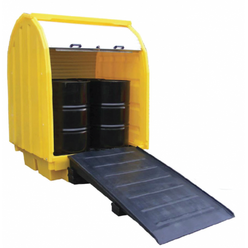 Spill Station BP4RT 4-Drum Roll-Top Spill Pallet